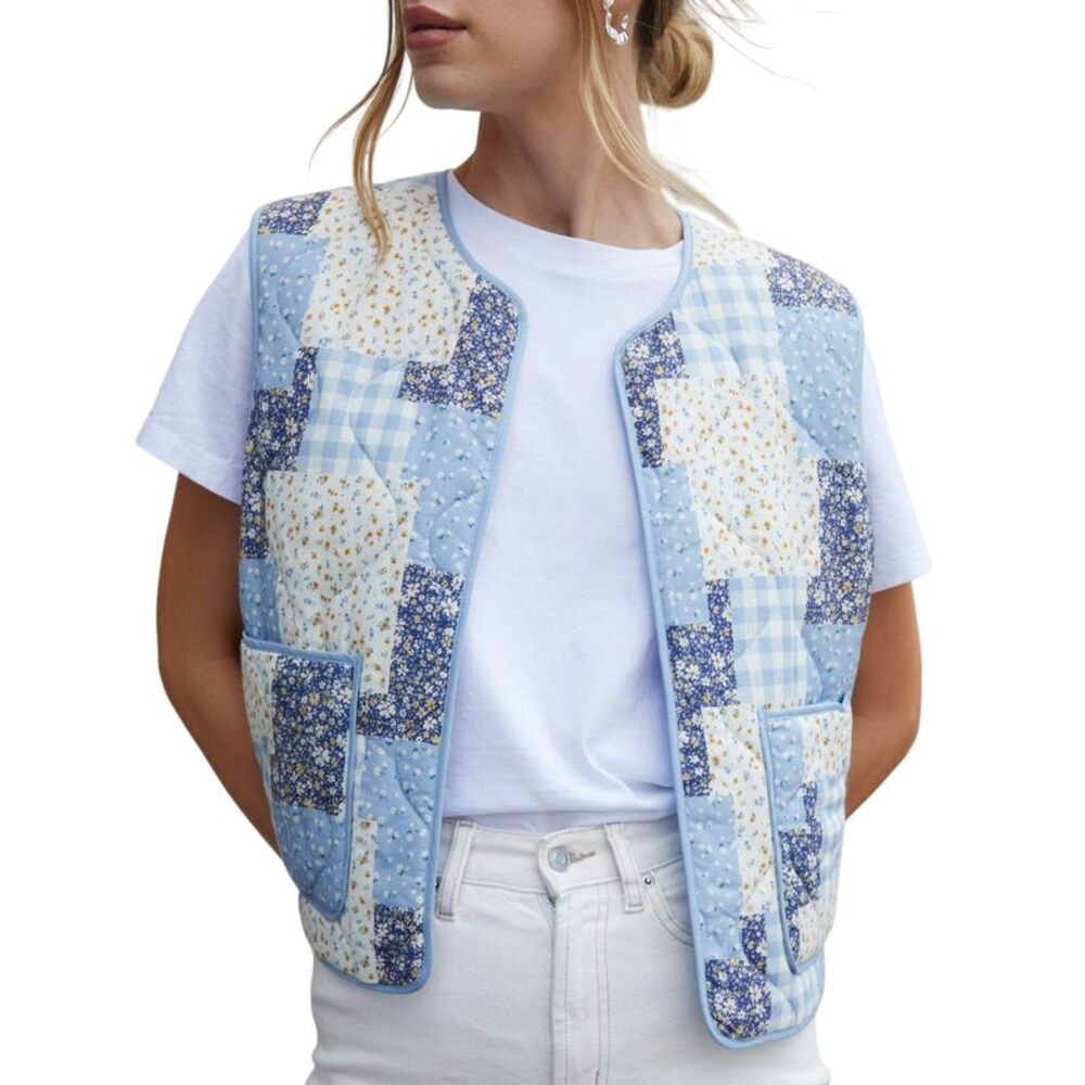 Threadbare Womens/Ladies Cabos Patchwork Quilted Regular Vest / Blue